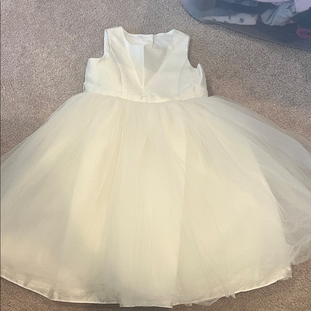 Elegant Cream Sleeveless Kids Dress
